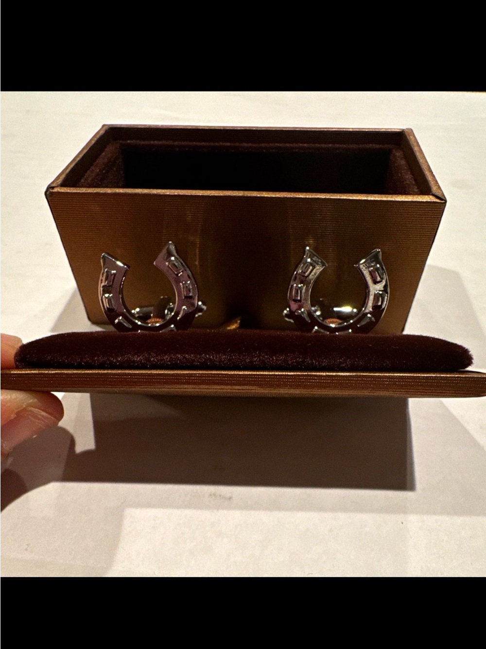 Men's Silver Horseshoe Cufflinks Toggle Back No Stone Luck Theme